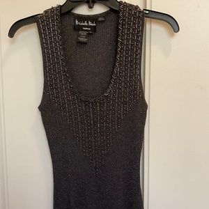 Michelle Nicole knitwear tank top, black/ gold, medium, beading.
